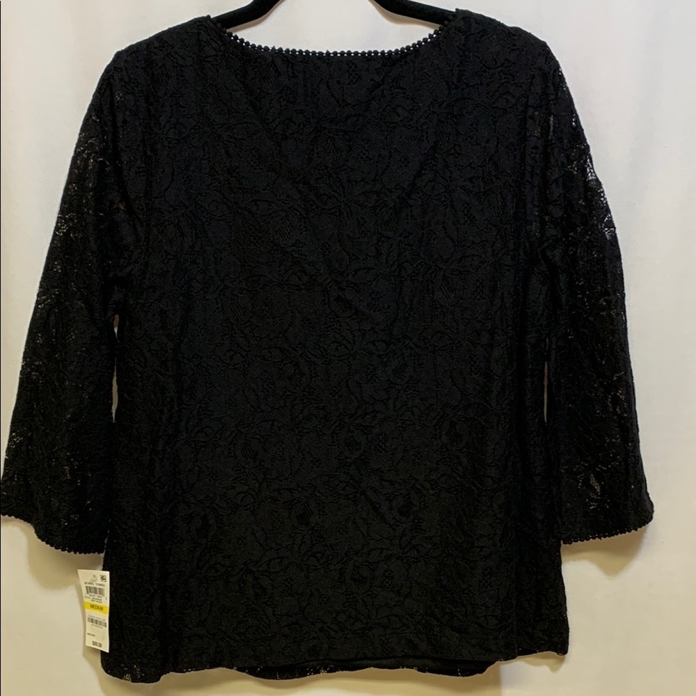 Charter Club Black and Floral Blouse - Picture 5 of 6